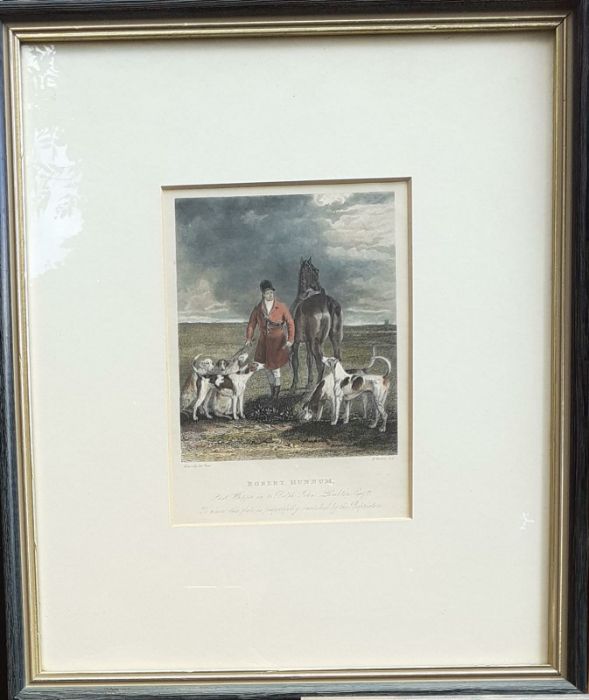A hand-coloured print depicting Robert Hunnum (15x11.5 cm), together with another hand-coloured - Image 2 of 4