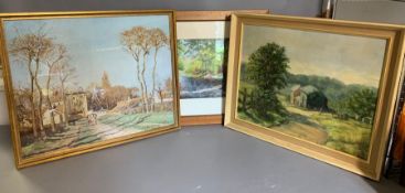 Three country scenes (Largest 55cm x 45cm)