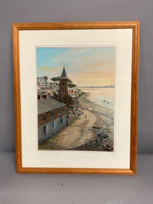 "Low tide Lympstone", a pastel signed 'Paul Butler', mounted and framed,