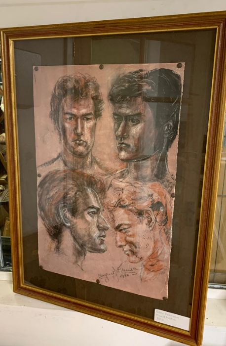 Margaret J. Robinson (1920–2016) English, 'Head studies', signed and dated 1982, mixed media, framed