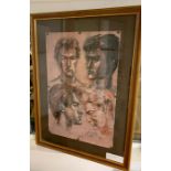 Margaret J. Robinson (1920–2016) English, 'Head studies', signed and dated 1982, mixed media, framed