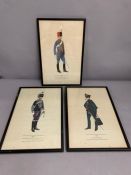 A group of three military prints, framed and glazed (36cm x 23cm).