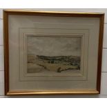 Robert Hills OWS (1769-1844) watercolour 'Brading Church and Village' Reverse frame shows pencil