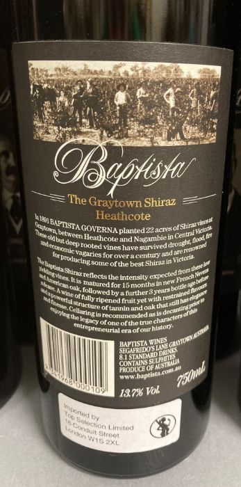 Twenty Two Bottles of 2002 Baptista Heathcote Shiraz - Image 2 of 3