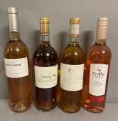 Four Bottles of assorted Rose wine