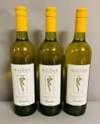 Three Bottles of 2004 The Willows vineyard wine