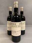 Three Bottles of 2012 Ridge Monte Bello wine