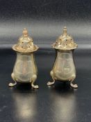 A pair of silver salts, with a Birmingham hallmark (53g)