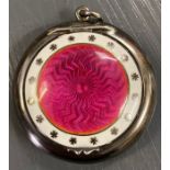 A silver and enamel ladies compact, hallmarked for Chester by Cornelius Desormeaux Saunders &