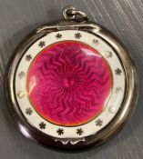 A silver and enamel ladies compact, hallmarked for Chester by Cornelius Desormeaux Saunders &