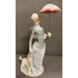 A Lladro lady with shawl and dog