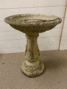 A garden bird bath with foliage design to base H 56 cm