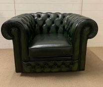 A square button back green Chesterfield club chair