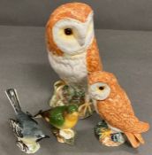 A selection of four Beswick figures to include two owls