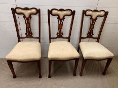 A George III style chair, mahogany pierced splat inlaid on square fluted legs and block feet