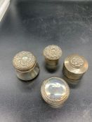 Four assorted silver pill boxes, various makers and years