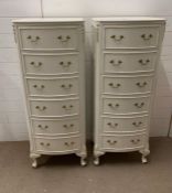 A pair of tall chest of drawers Queen Anne/French style (H123cm W47cm D35cm)