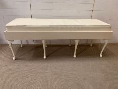 A bench seat or footstool on cabriole legs and faux seat pad (H59cm W160cm D55cm)