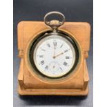 A Remontoir Ancre Ligne Droite 15 Rubis Spiral Breeguet pocket watch in wooden box.