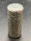 A silver hammered lipstick holder by Horton & Allday, hallmarked for Birmingham 1892