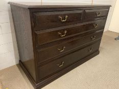 An Oak Chest of Drawers with two short and three graduated drawers with brass handles ( H 84 cm x
