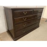 An Oak Chest of Drawers with two short and three graduated drawers with brass handles ( H 84 cm x