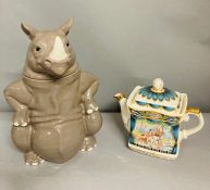 A hippo cookie jar and a midsummer night dream teapot