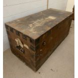 A camphor chest with metal banding (H47cm W98cm D45cm)