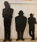 Three wooden cut outs of James Bond characters (Tallest 240cm)