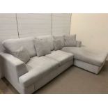 A Freya silver four seater reversible end L-shaped sofa (H89cm W253 D99cm and D168cm)