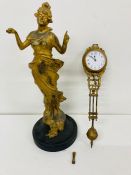 A Gilt clock in the form of a lady AF