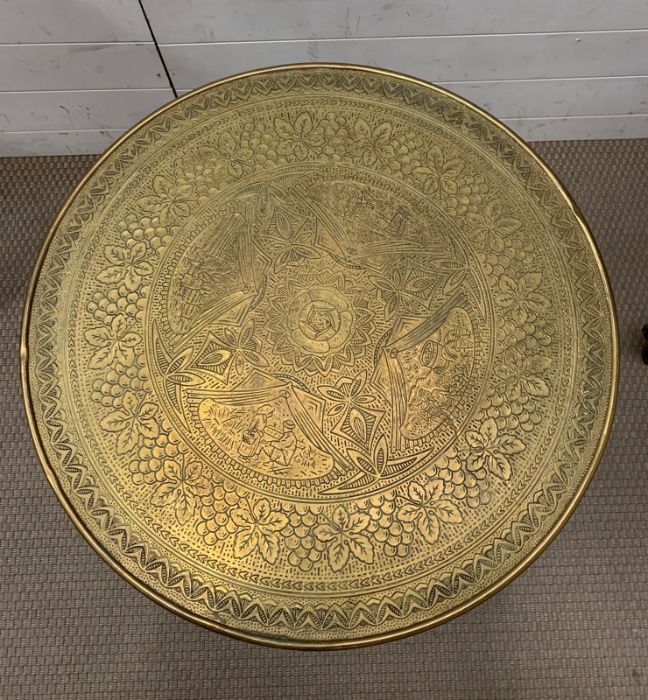 A brass Moroccan tea table (H58cm Dia60cm) - Image 2 of 3