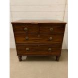 A small chest of drawers with string inlay and brass handles AF (H82cm W88cm D49cm)