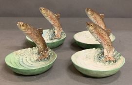 A set of four Rare Beswick trout fishes dishes, 30 edition.