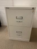 Bisley white two drawer locking filing cabinet (H71cm W62cm D47cm)