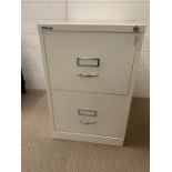 Bisley white two drawer locking filing cabinet (H71cm W62cm D47cm)