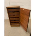 A Teak Heals Mid Century Mulit Drawer cupboard with door (W 39 cm x D 46 cm x H 77cm)