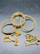 A selection of gold metal jewellery to include rolled gold and plated.