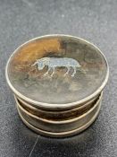 Small silver and tortoiseshell pill box