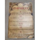 A metal sign of the last Five of the Ten commandments titled "Chapter XX" (90cm x 130cm)" from the