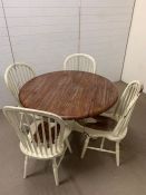 A round Laura Ashley kitchen table and chairs (H77cm Dia118cm)