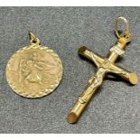A 9ct gold St Christopher Medallion and a 9ct gold cross (4.1g)
