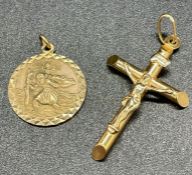 A 9ct gold St Christopher Medallion and a 9ct gold cross (4.1g)