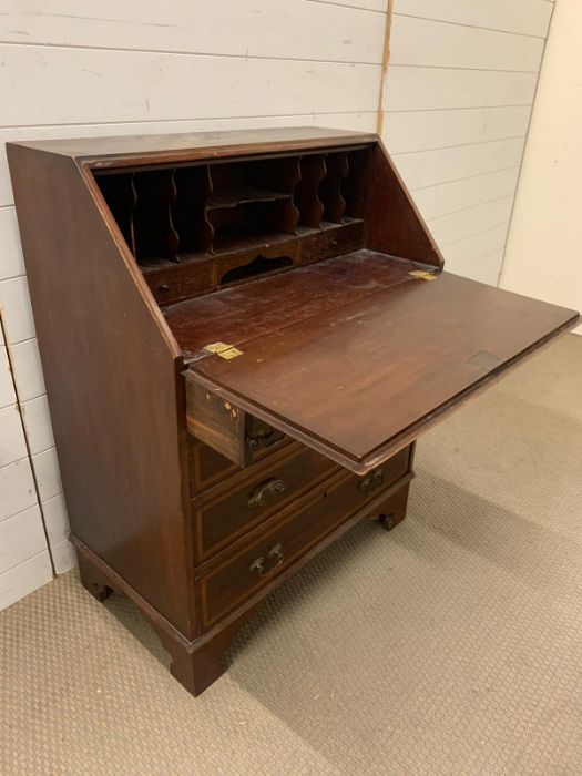 A bureau with shell decorated fall front open to drawers and writing slope AFCondition Report - Image 2 of 5