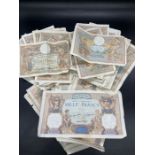 French Banknotes, Eleven 1000 Franc notes and Thirty Nine 100 franc notes