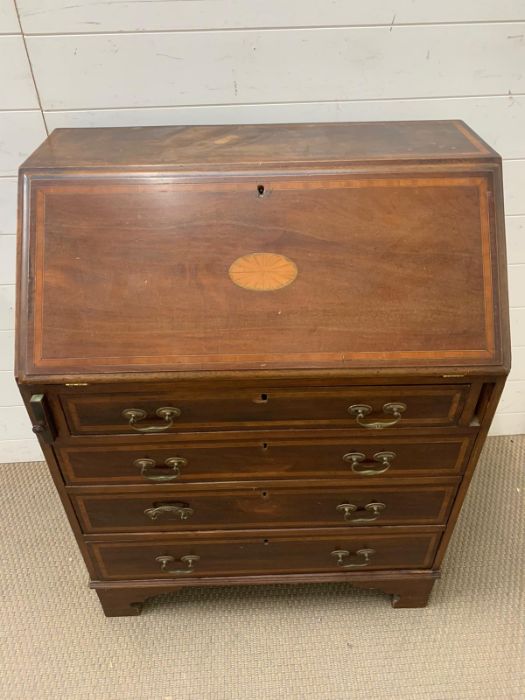 A bureau with shell decorated fall front open to drawers and writing slope AFCondition Report - Image 3 of 5