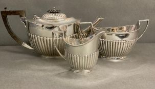 A Three piece silver tea service to include Teapot, milk jug and sugar bowl.(Total Weight 900g) by