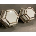 A pair of Christopher Wray opaque Art Deco style hexagon wall lights