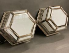 A pair of Christopher Wray opaque Art Deco style hexagon wall lights