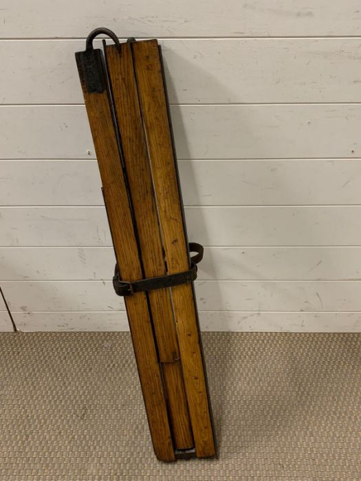 A WWI Trench Ladder, triple folding oak and metal trench ladder. A set of First World War ash and - Image 10 of 10